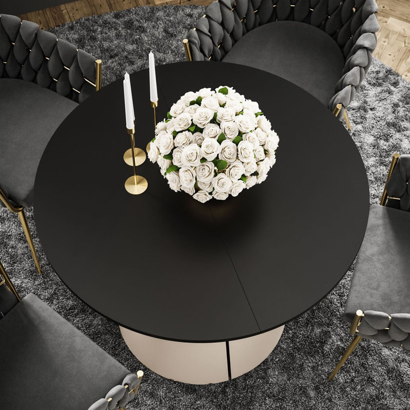 Extendable Dining Table, Cashmere / Matte Black, 76cm H x 176cm W x 100cm D