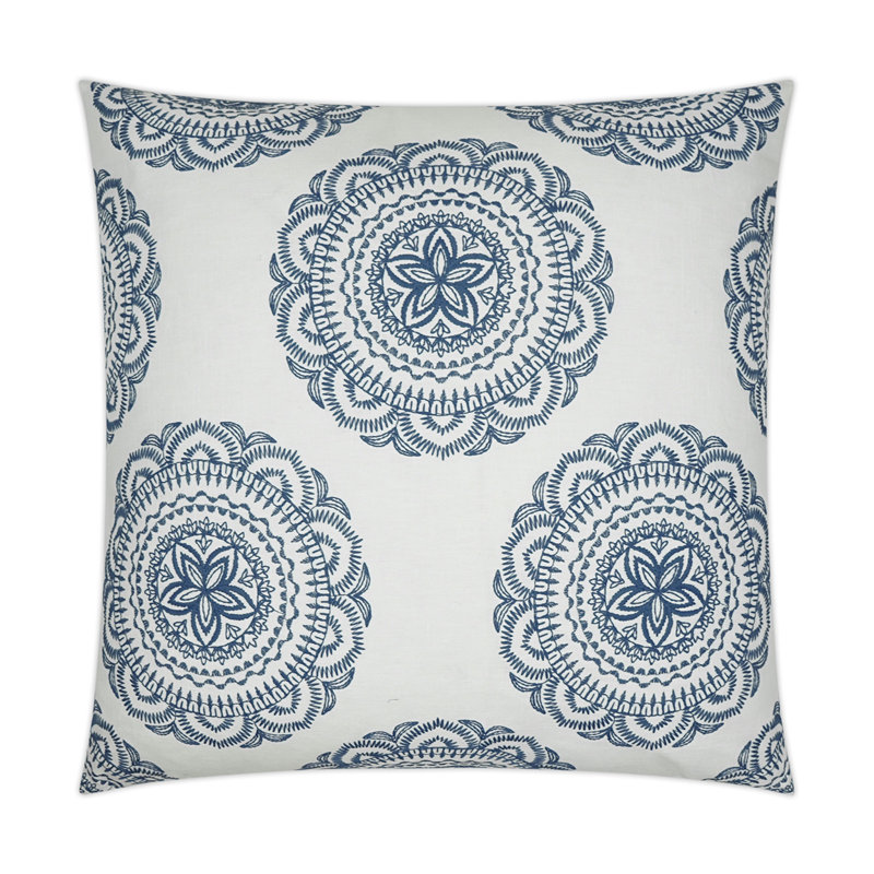 Coussin décoratif Mondelo, H 24 po x l 24 po, Motif géométrique ‑ bleu marine