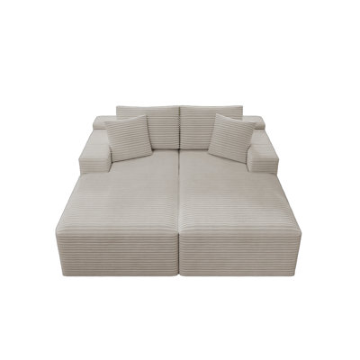 70.8*68.9"Modular Sectional Sofa Seat,Upholstered Compressed Couch For Living Room,Bedroom,Apartment,No Assembly Required,2PC Free Combination,Plush Corduroy Fabric,WHITE