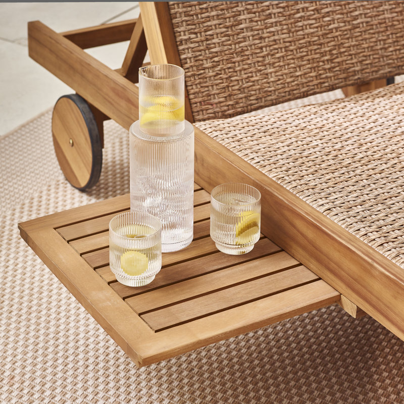 Abigail Solid Acacia Wood Reclining Sun Lounger - Modern Garden Patio
