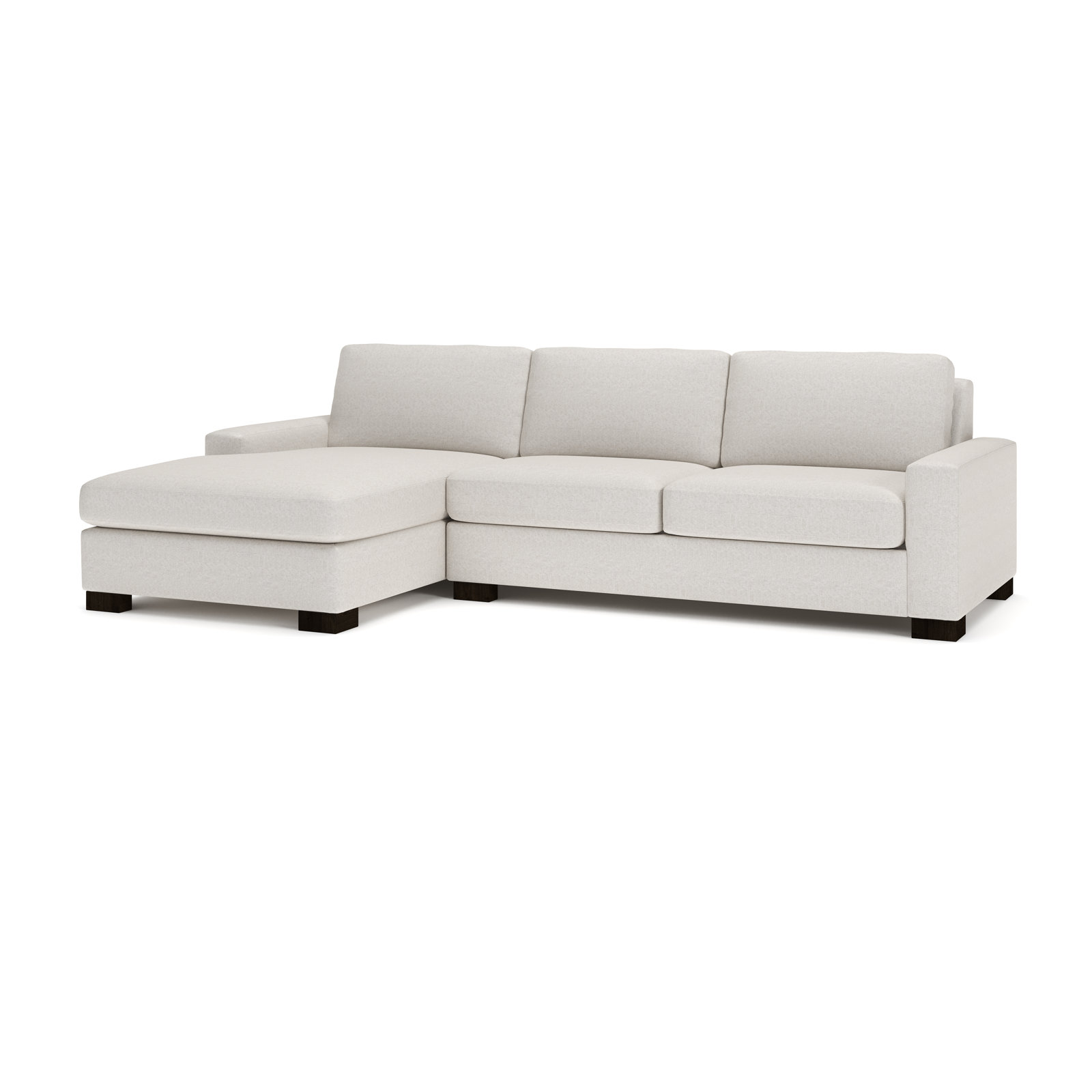 Jonie 115" 2-Piece Upholstered Chaise Sectional, Left Hand Facing, Macarena Light Gray Basketweave Olefin