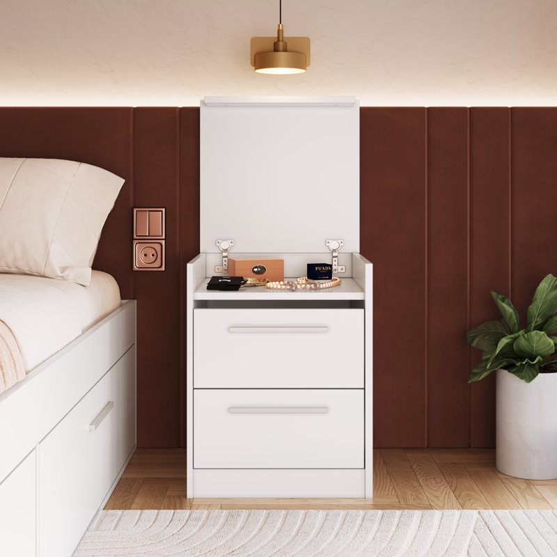 Hertford Montessori Modern Nightstand With Hidden Compartment – Lockable Storage Drawer – Compact Bedside Table For Bedroom Or Home Office