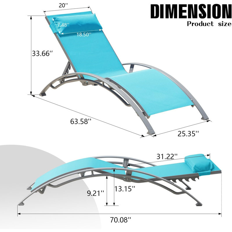 Ensemble de 2 chaises longues pour piscine (2 chaises longues), Lac bleu