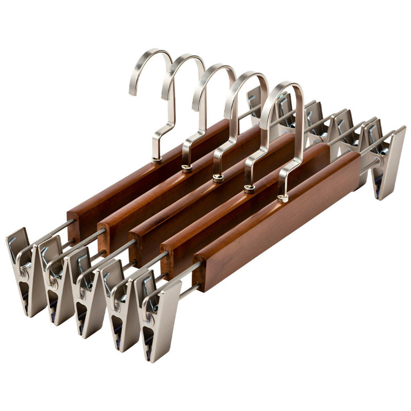 Adjustable Wooden Hangers For Skirts & Trousers, 10