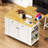 48Inch Large Kitchen Island With 2 Bar Stools, Power Outlet, Door Internal Storage Rack, Kitchen Storage Cart On 5 Wheels With Drop Leaf, 5 Open Side Racks, 2 Drawers,For Kitchen,Dining Room-970352112