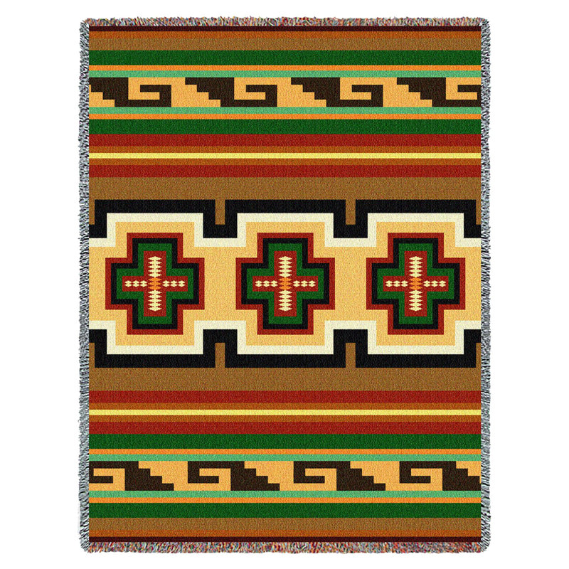 Couverture Hayat de Pure Country Weavers - Inspiration amérindienne du Sud-Ouest - Jeté en tapisserie tissée en coton - Fabriqué aux États-Unis (72 x 54)