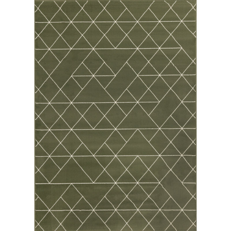 Cyde Green Cream Geometric Performance Area Rug