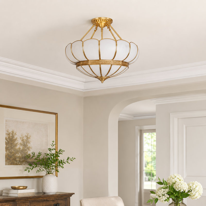4-Light Lotus Semi-Flush Mount Ceiling Light