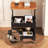 3-Tier Rolling Cart w/Wooden Tabletop, Utility Cart w/Lockable Wheels, Multipurpose Storage Organizer Trolley for Kitchen, Office, Bedroom, Sturdy Metal Frame for Small Spaces, Easy Assembly