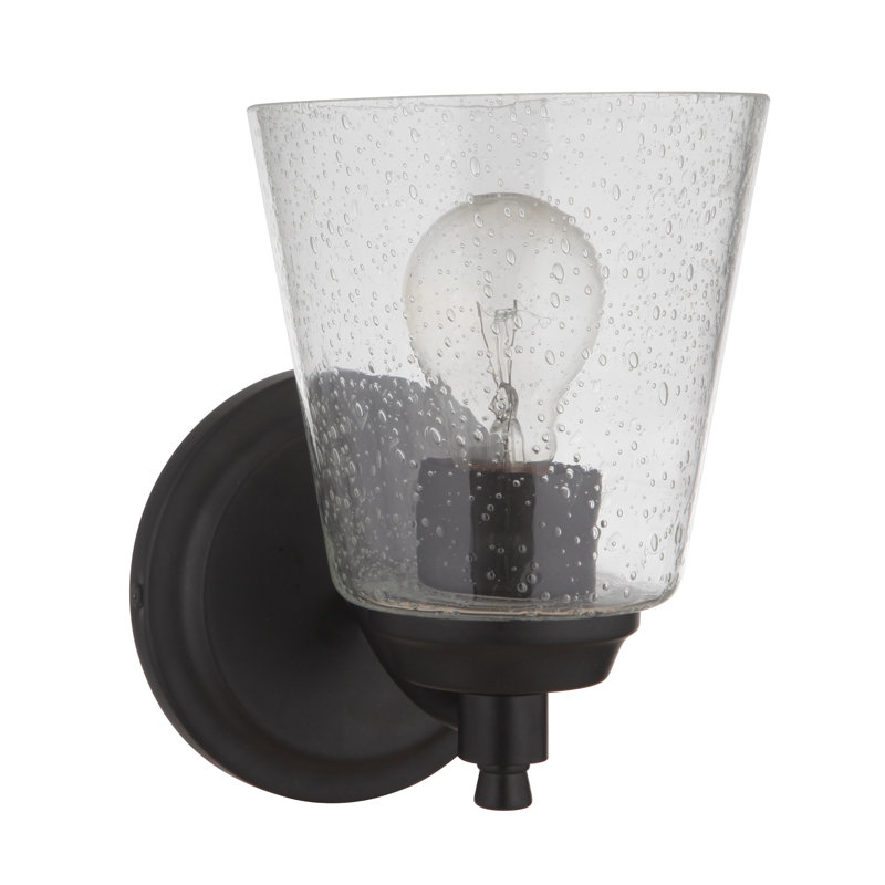 Yates Armed Sconce, Flat Black, White Frosted