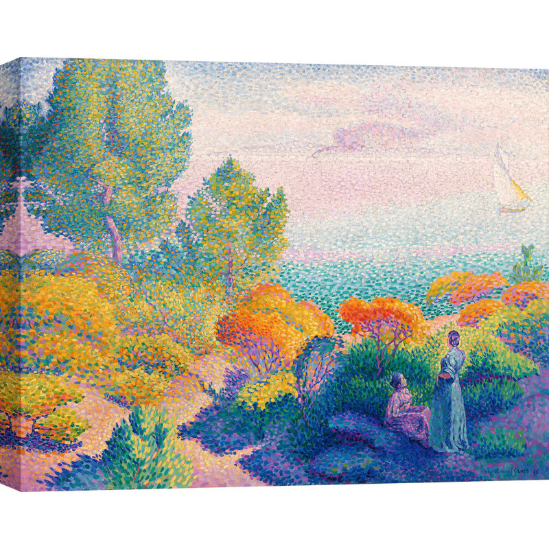 Two Women By The Shore, Mediterranean by Henri-Edmond Cross - No Frame Print on Canvas, 50cm H x 70cm W x 4cm D