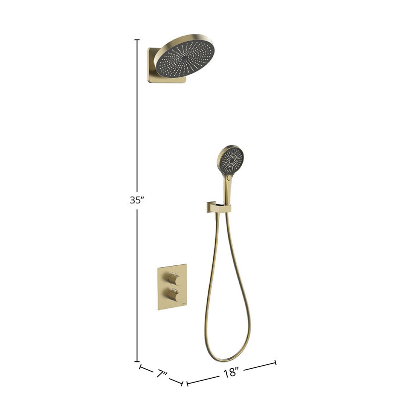 Système de douche en laiton avec douchette à main DAX Capri, Doré