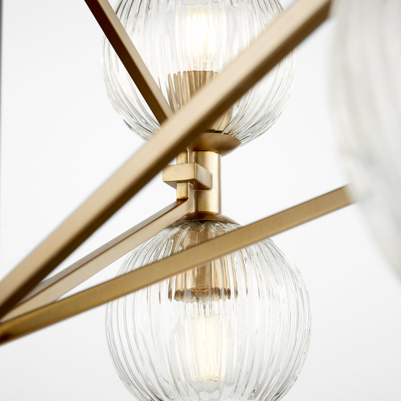 Helios 12 - Light Modern Linear Chandelier, Aged Brass