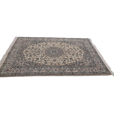 Oriental Handmade Rectangle 5'5" x 7'8" Cotton/Wool Area Rug in Beige
