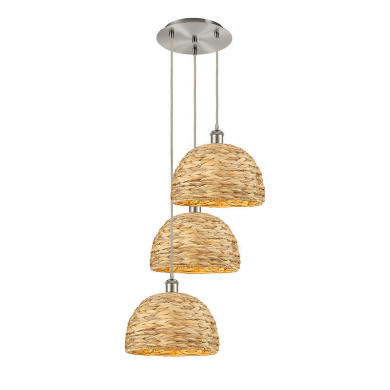Luminaire suspendu en dôme à 3 lumières Mattson, Nickel satiné brossé
