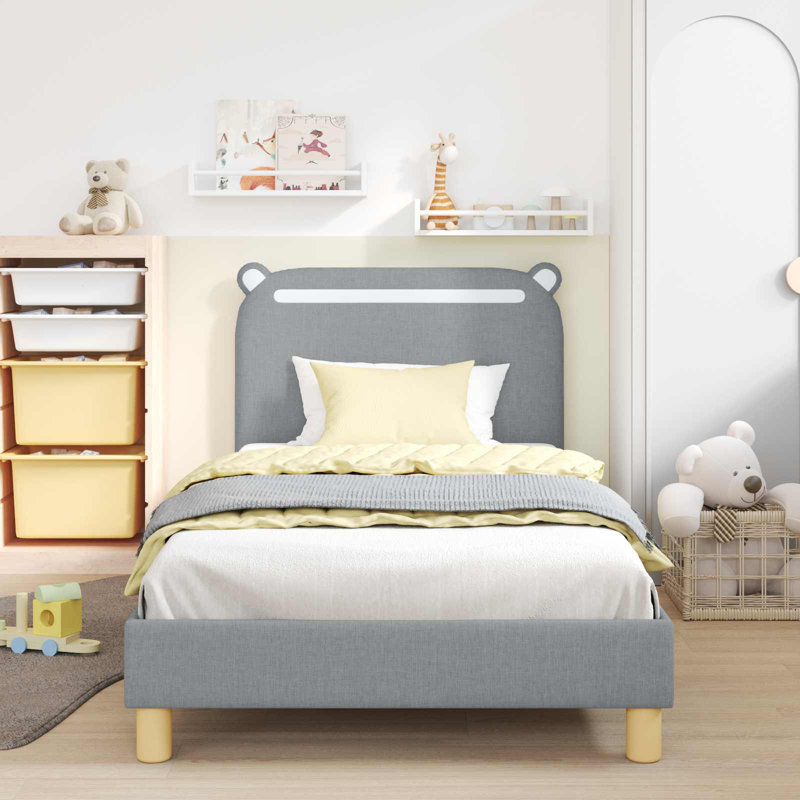 Bed Frame, European Single (90 x 200 cm), Light Grey