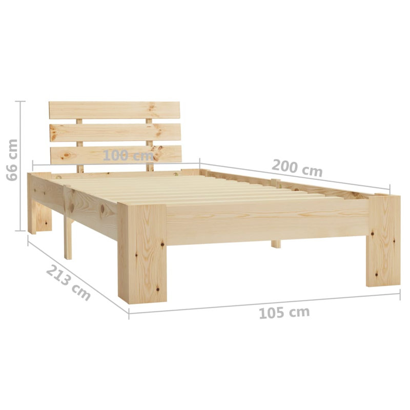 vidaXL Bed Frame Solid Pine Wood, Super King (6'), Beige