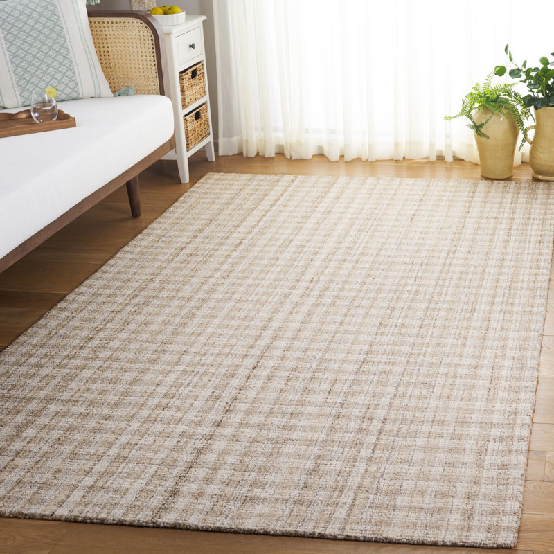 Tapis en laine / coton touffeté à la main ébène beige / ivoire, Rectangle 5 pi x 8 pi