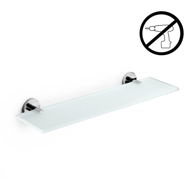 Frosted Glass Wall Shelf with Polished Chrome Brackets