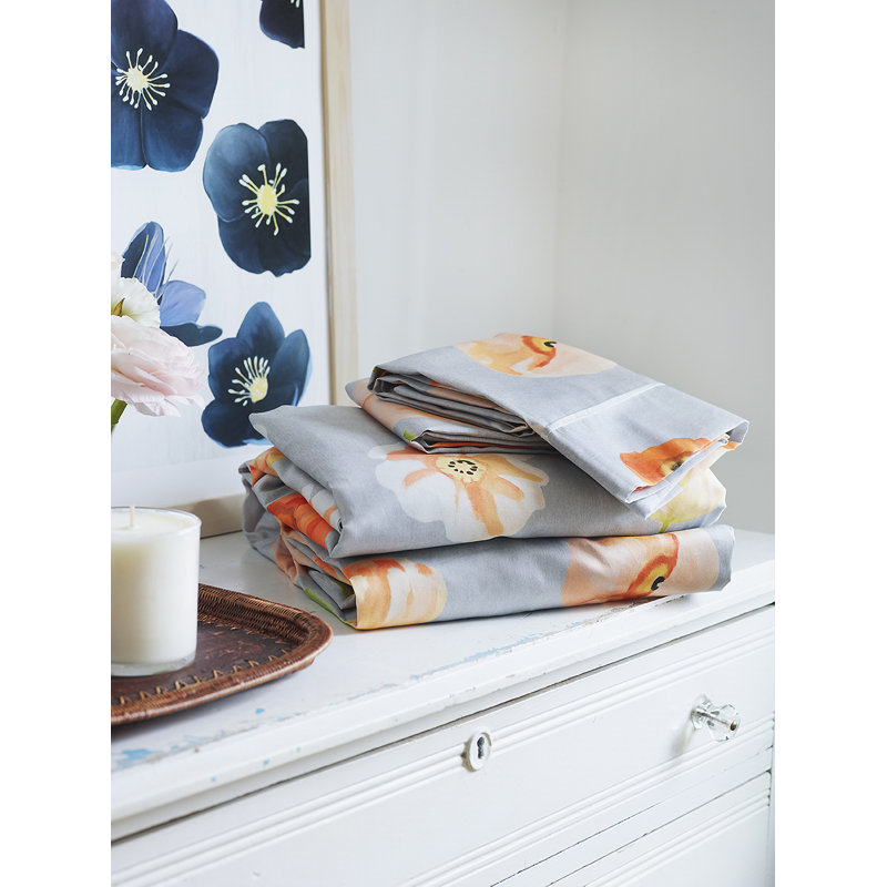 Sateen Floral - Set of 3, King Pillowcase
