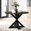 Salle à manger moderne 5 - table croisée noire et 4 chaises confortables attrayantes: chaises rondes en bois, gris-1128868072