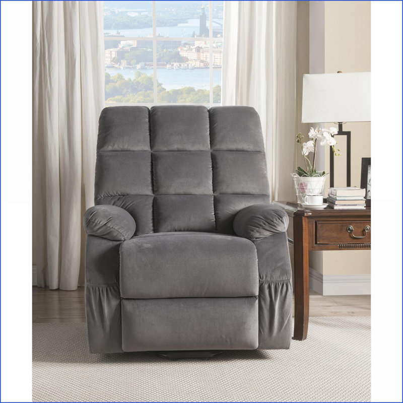 Fauteuils inclinables avec lève-personne électrique, massage et amp; Chaleur | Velours gris ardoise | Bois et tissu