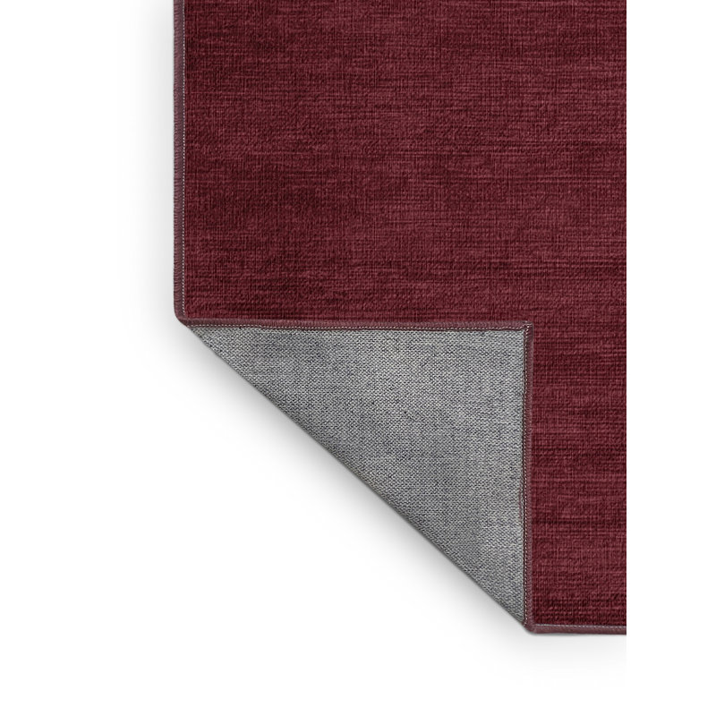 Machine Washable Solid Red Area Rug, Square 3'