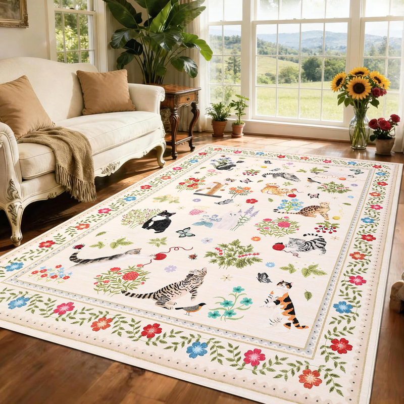 Animal Print Machine Printed Area Rug, Beige, Rectangle 200 x 290 cm