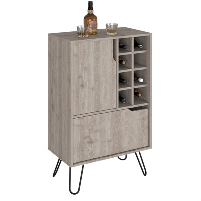 L Bar Cabinet Silhill, Eight Wine Cubbies, Two Cabinets With Single Door