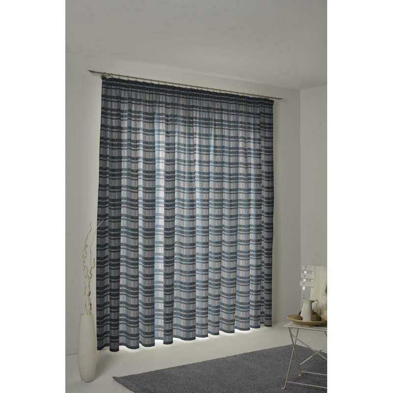 Devore Pencil Pleat Opaque Curtain, 175cm H x 132cm W, Light green/Grey