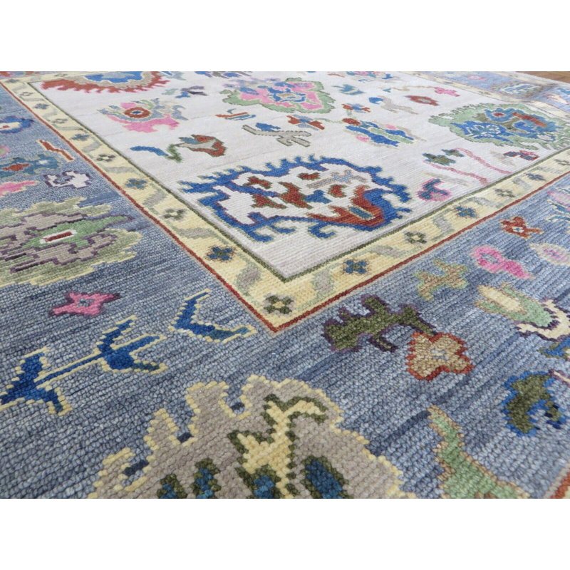 Hadin One-of-a-Kind 5'11" Square Wool Area Rug in Beige/Pink/Sage Green/Light Blue