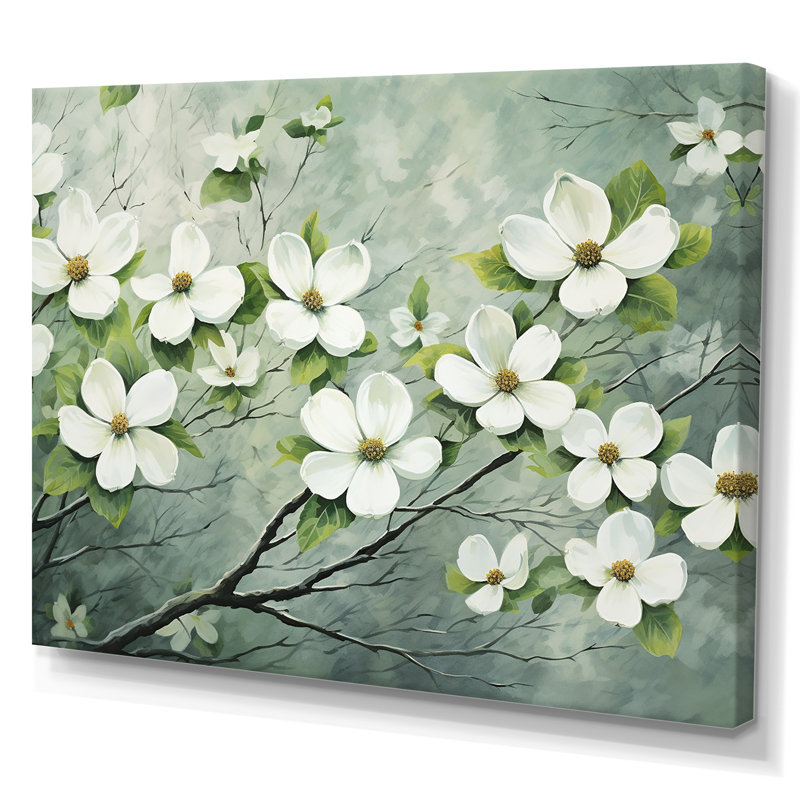 Impression sur toile Dogwood, H 24 po x l 32 po x P 1 po, Toile tendue