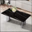 Table de salle à manger moderne et minimaliste avec plateau en verre imitation marbre noir, durable et élégante pour toute maison-47146749-47146751