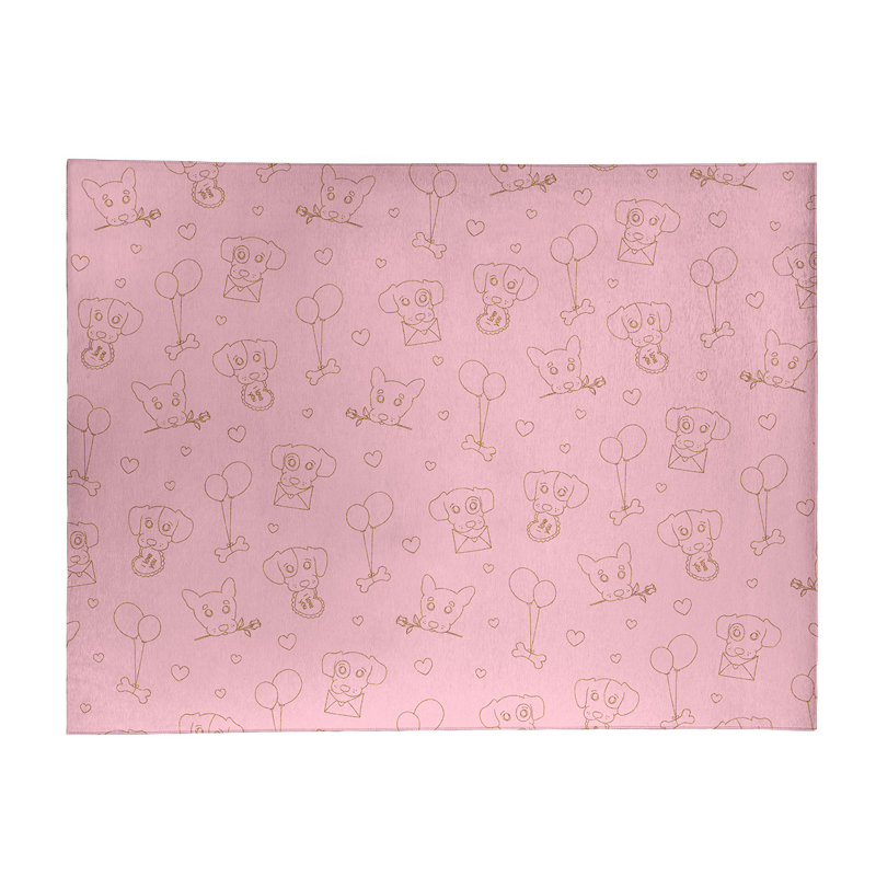 Tapis zone rose fait main, Rectangle 8 pi x 10 pi