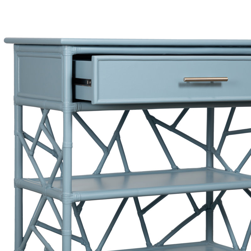 End Table with Storage, Pool Blue