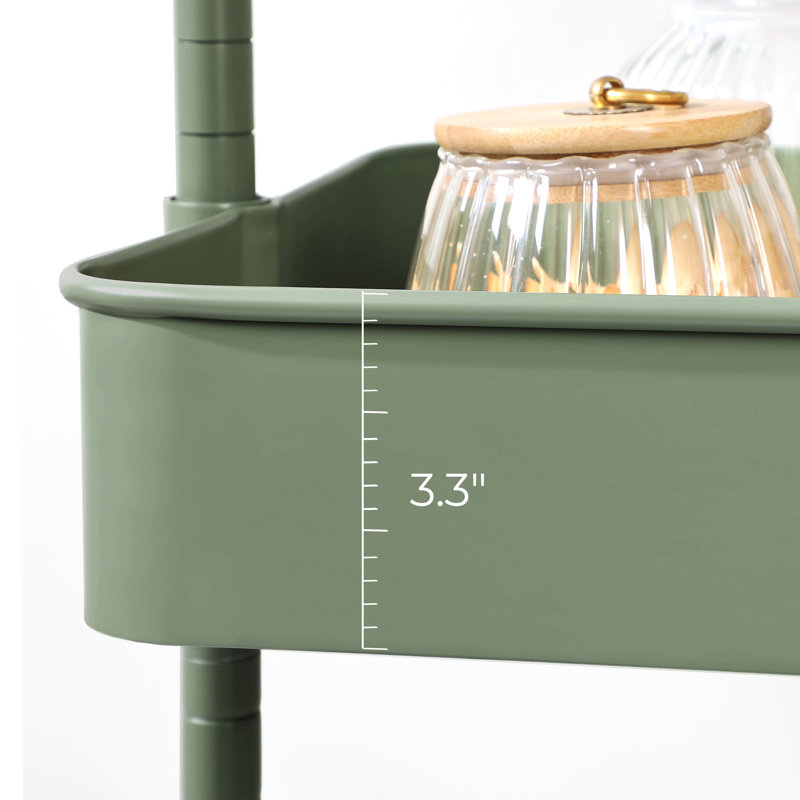 3-Tier Storage Trolley, Rolling Cart, Kitchen Storage Cart With Height Adjustable Shelves, Utility Cart With 2 Brakes, Easy Assembly, For Bathroom, Kitchen, Office