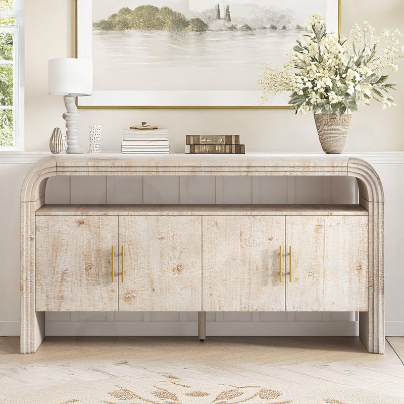 La console comporte un placage de sapin traité durable, Bois naturel
