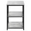 Table en stratifié 3 gris avec support en métal noir pour un espace de vie fonctionnel avec 2 tablettes et une base, idéal pour la décoration de la chambre à coucher