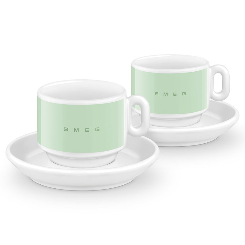 50's Style Espresso Cups, Set of 2, Green