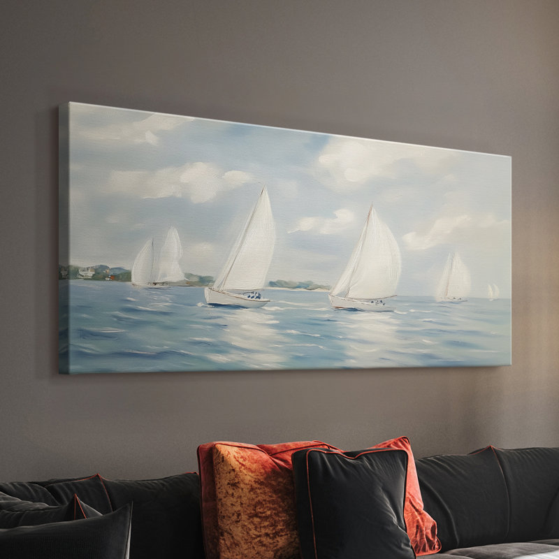 Série nautique-XCVII- Toile tendue avec châssis - Prêt à accrocher, H 16 po x l 32 po