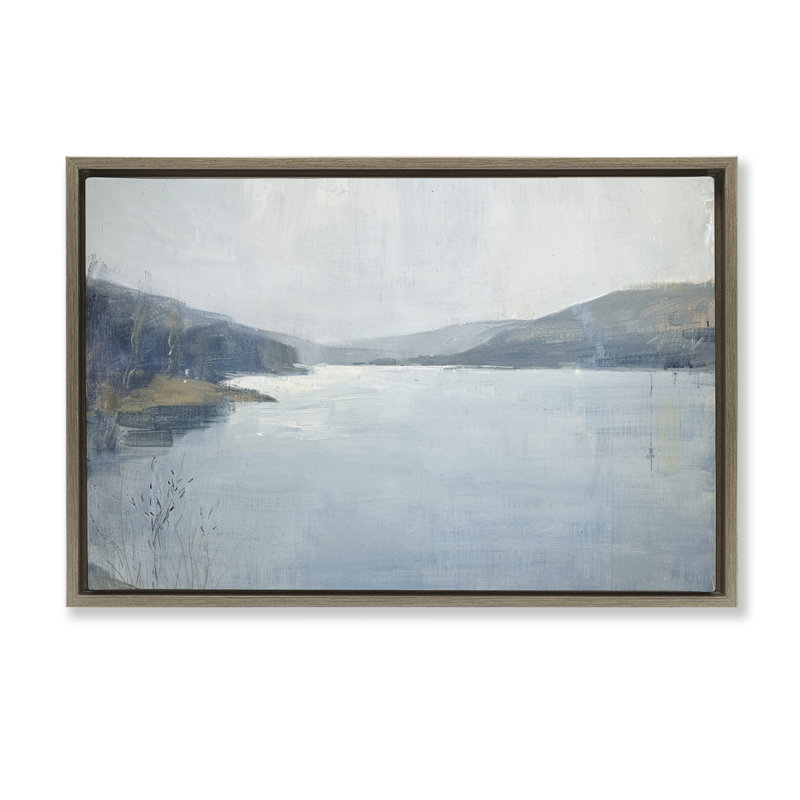  Toile flottante encadrée «Faded Distant Mountains» par LSR Design Studio, Cadre flottant orme Montalcino, H 17 po x l 25 po