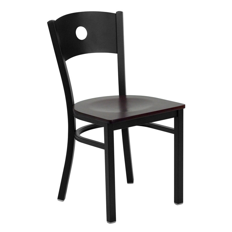 Merlina Circle Back Metal Restaurant Chair, Mahogany Wood