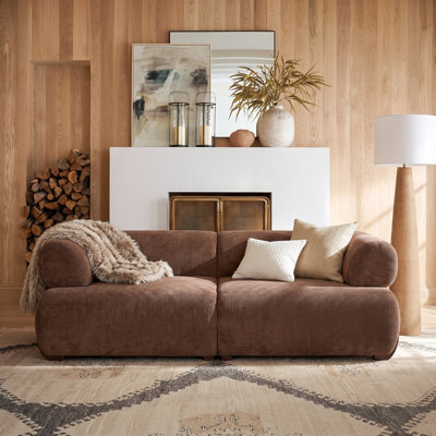 Oswin 83.1" Wide Modern Textured Fabric Modular Sofa with Low Profile Silhouette and Round Arms for Living Room