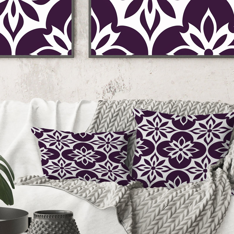 Coussin lombaire mauve et blanc Elegance X