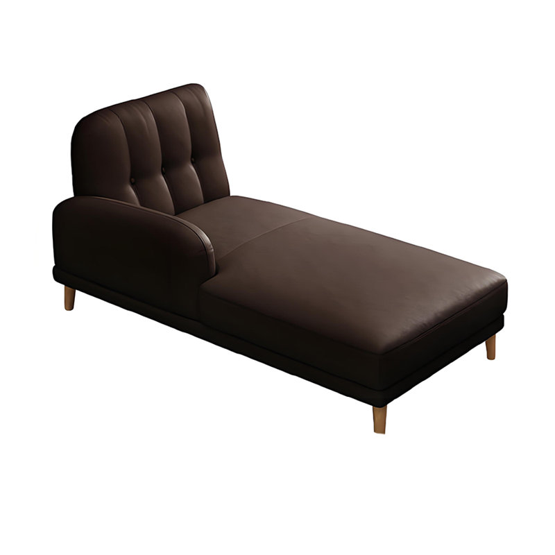 Chaise longue inclinable en simili cuir, Accoudoir à droite (vu de face), Brun