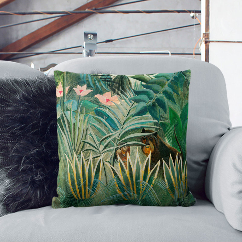The Equatorial Jungle Scatter Cushion, 40cm H x 40cm W x 15cm D, Stone