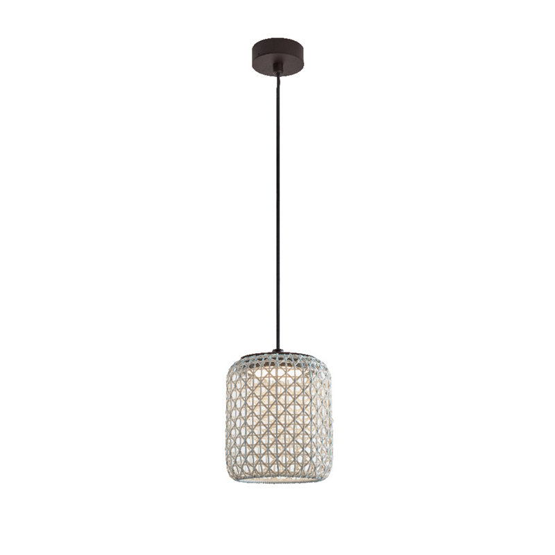 Luminaire suspendu tambour 1 lumière DEL Nans, Beige