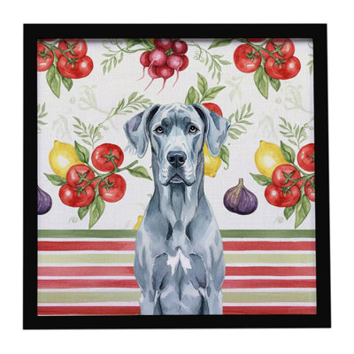 Blue Great Dane Vegetables Framed Metal Print