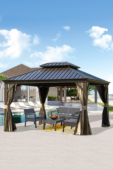 Spacious Galvanized Gazebo 12x10Ft.
