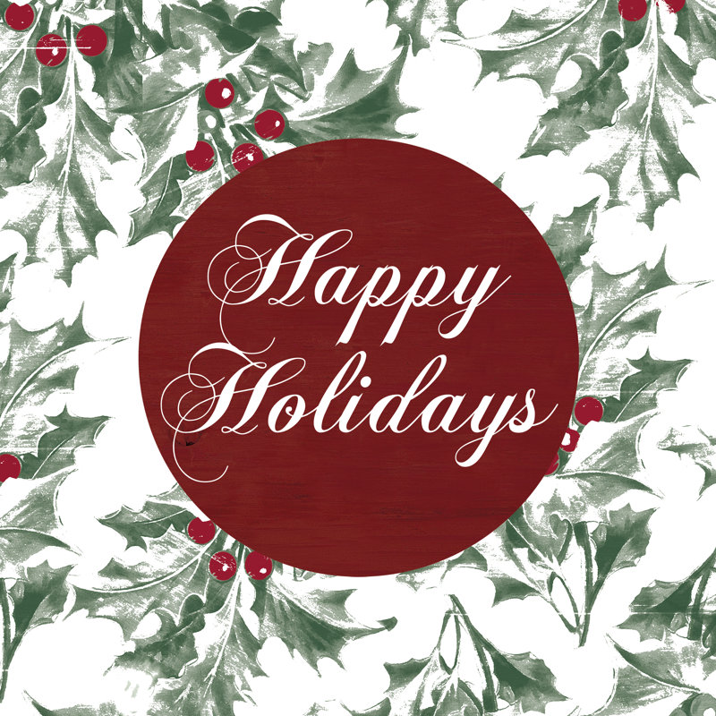 Holly Leaves Holidays - Wrapped Canvas Print, 76cm H x 76cm W x 3.8cm D